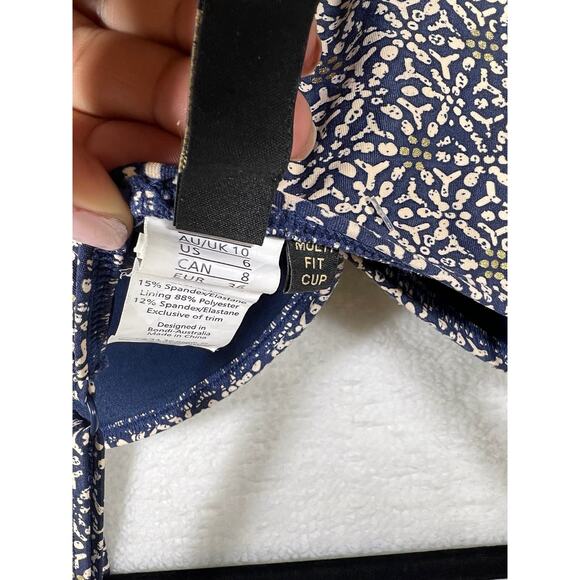 Nip Tuck Navy Blue Gold Joanne Twist Front One Piece Swimsuit Womens Sz 6 - Picture 12 of 12